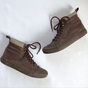 Vans Brown Leather High Skate Shoe Size 9.5